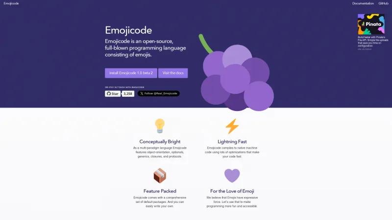 Homepage of Emojicode