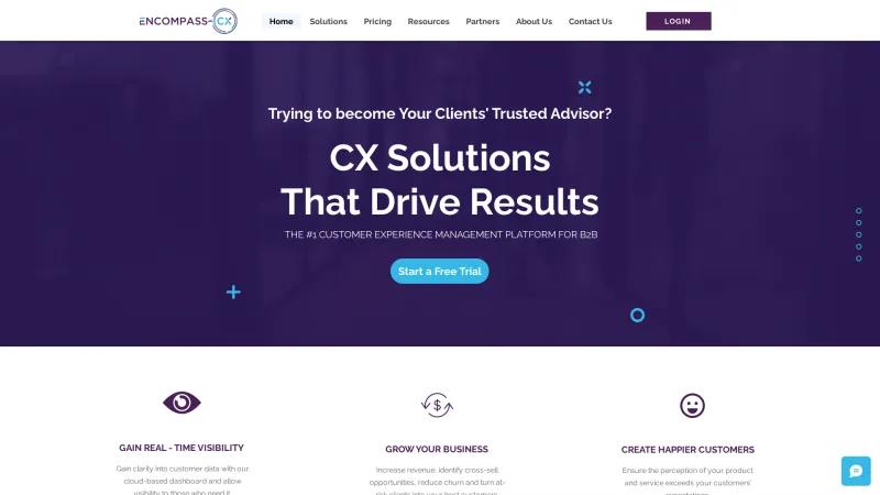 Homepage of Encompass CX