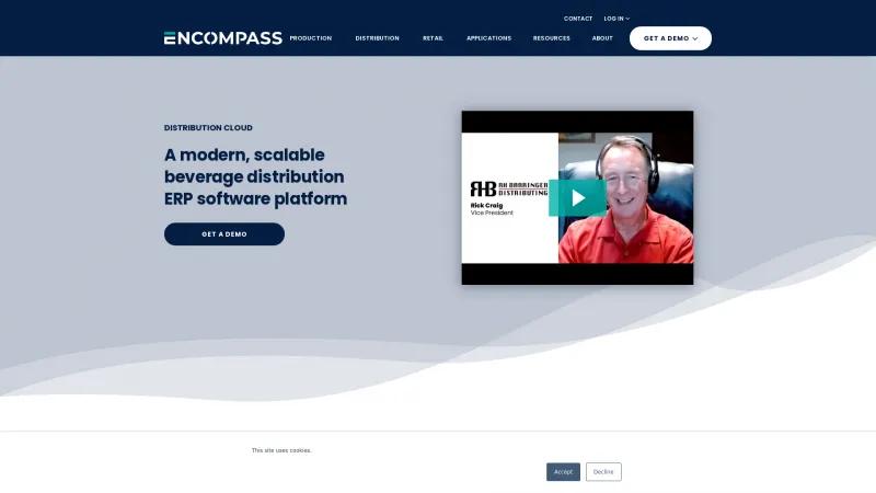 Homepage of Encompass Distribution Cloud