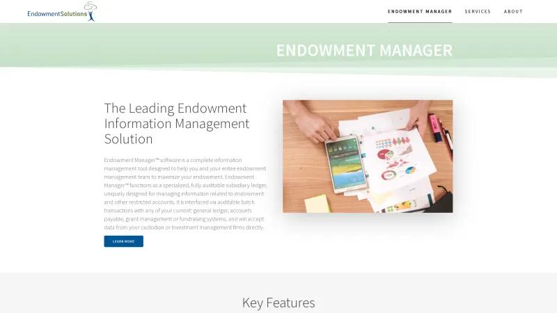 Homepage of Endowment Manager