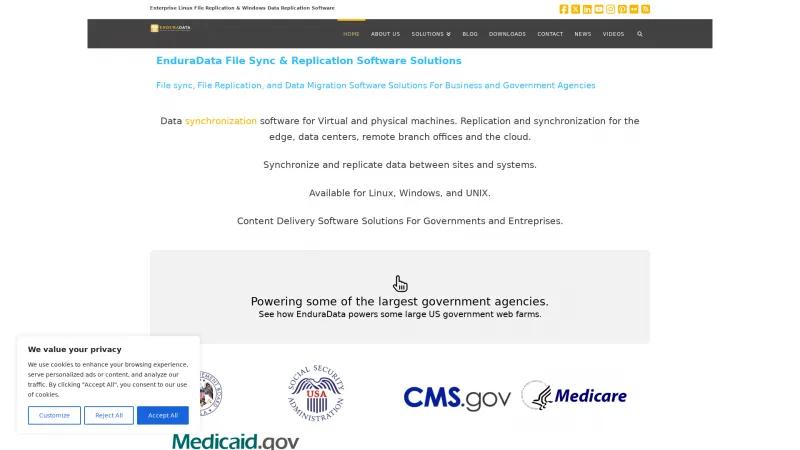 Homepage of EnduraData EDpCloud