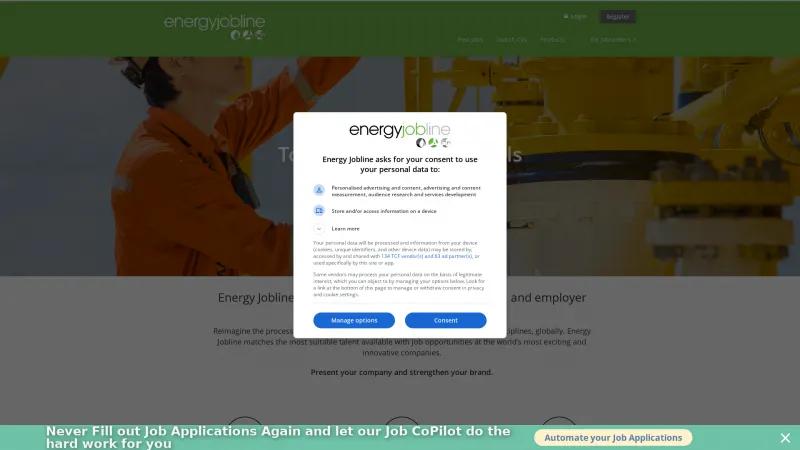 Homepage of Energy Jobline