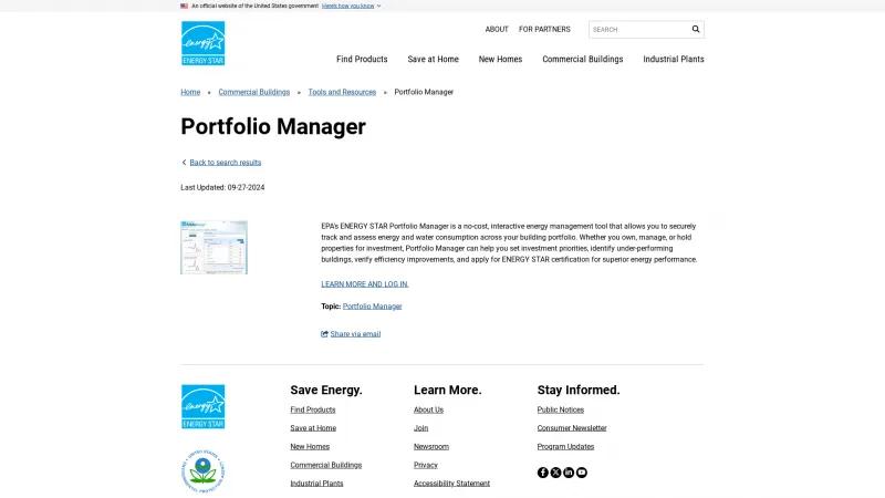 Homepage of EnergyStar Portfolio Manager