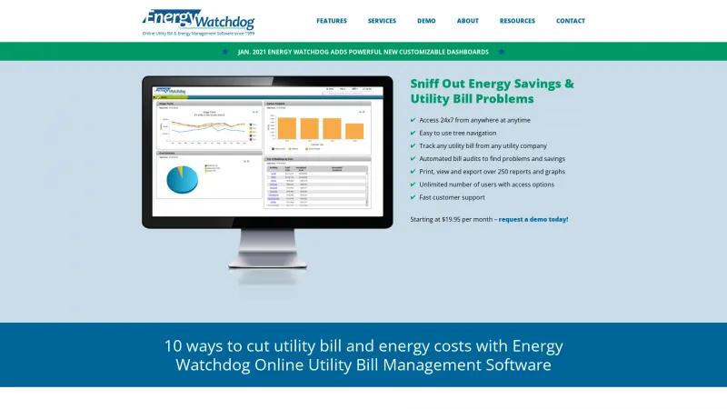 Homepage of Energy Watchdog Pro