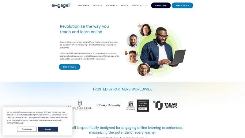 Homepage of Engageli