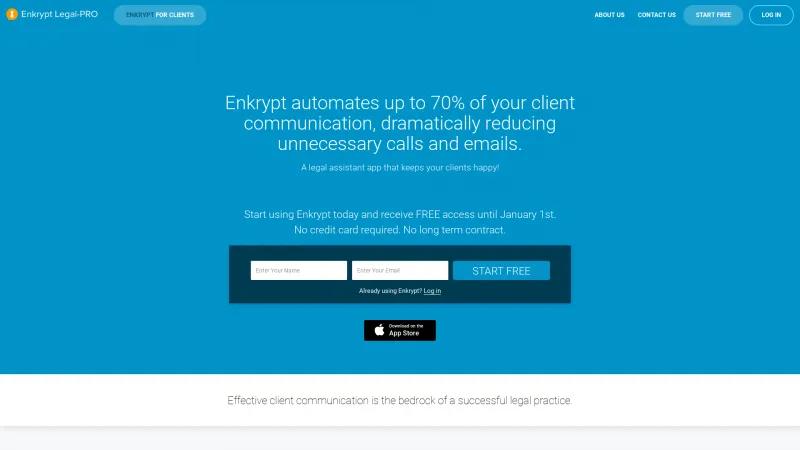 Homepage of Enkrypt Criminal Legal Pro