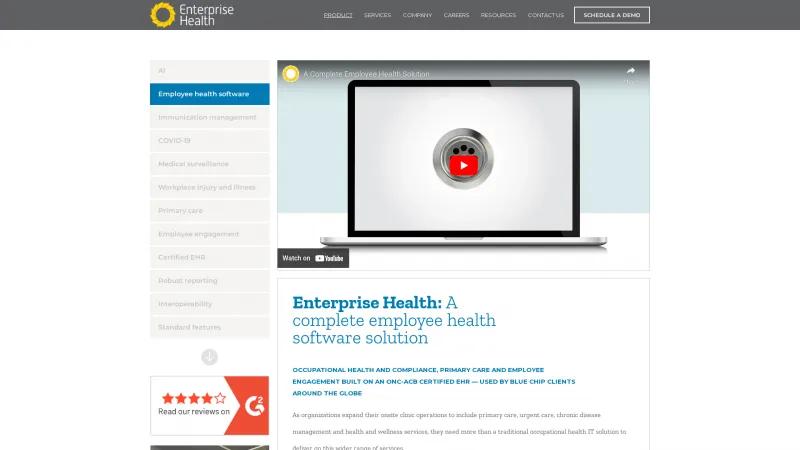 Homepage of Enterprise Health