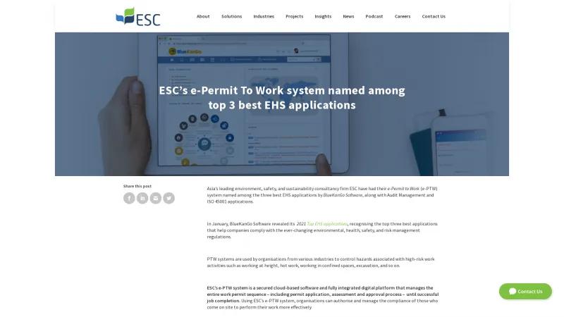 Homepage of ESC e-PTW