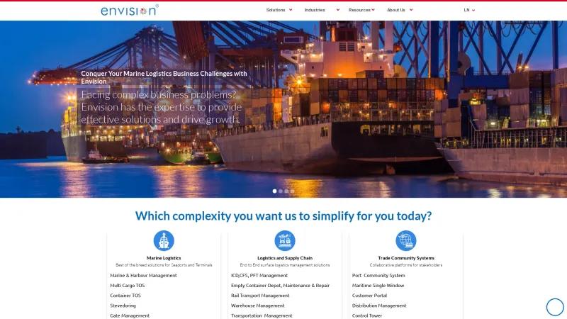 Homepage of Envision Container Terminal Operating System