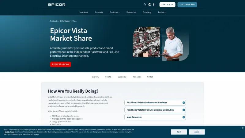 Homepage of Epicor Vista Market Share