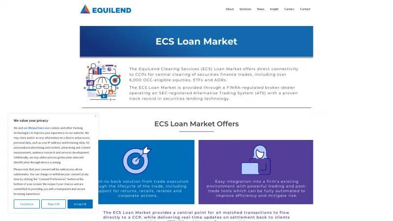 Homepage of EquiLend Clearing Services