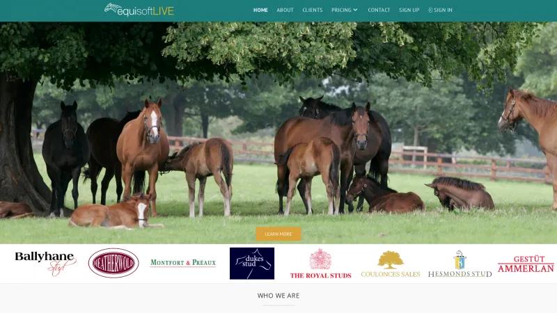 Homepage of EquisoftLive