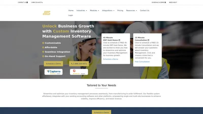 Homepage of ERP Gold