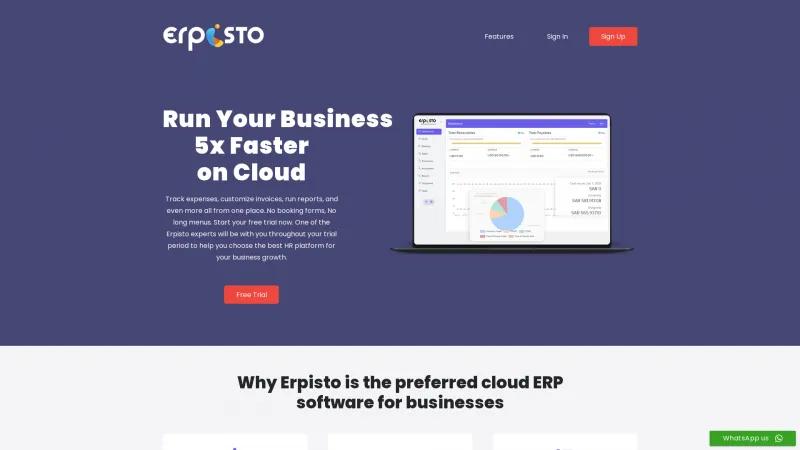 Homepage of Erpisto CRM