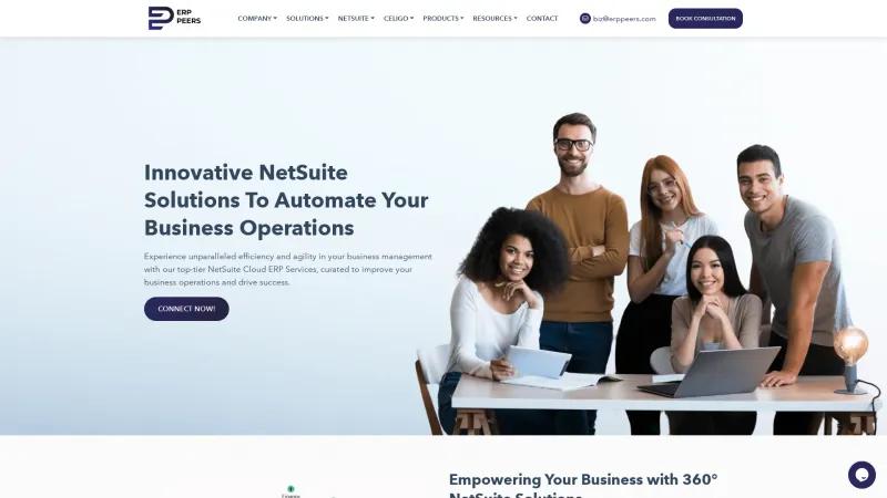 Homepage of ERP Peers NetSuite Shopify Integrator