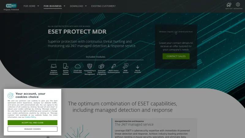 Homepage of ESET PROTECT MDR