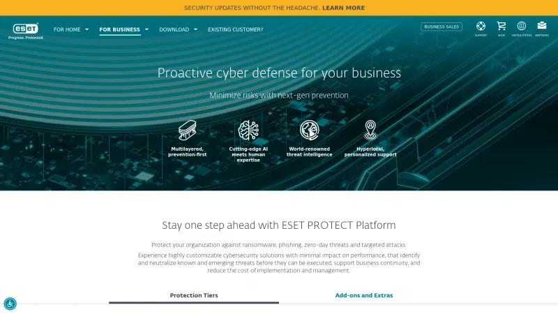 Homepage of ESET PROTECT