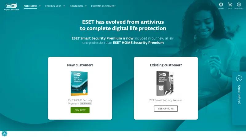 Homepage of ESET Smart Security Premium