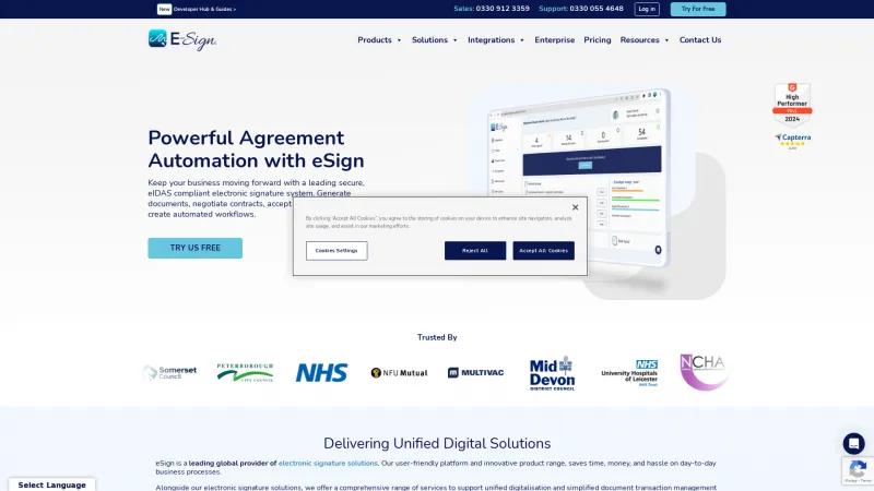 Homepage of E-Sign