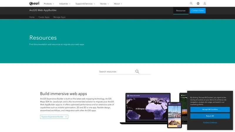 Homepage of ArcGIS Web AppBuilder