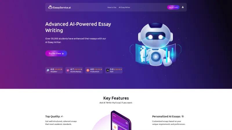 Homepage of EssayService.ai