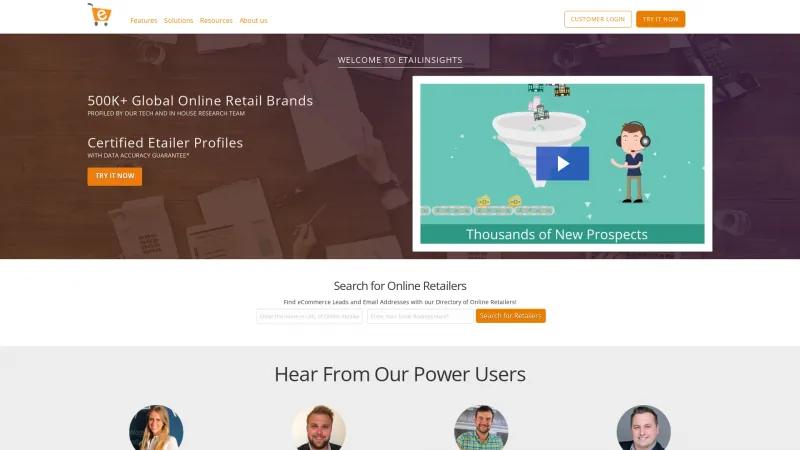 Homepage of Etailinsights