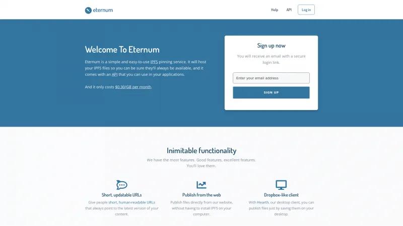 Homepage of Eternum