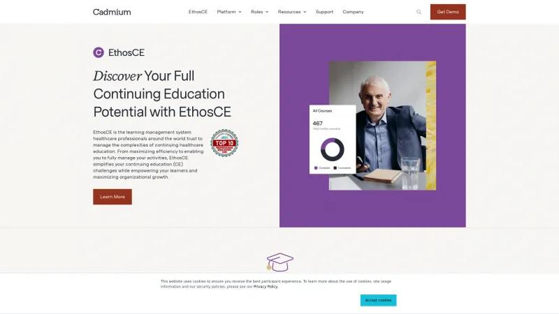 Homepage of EthosCE