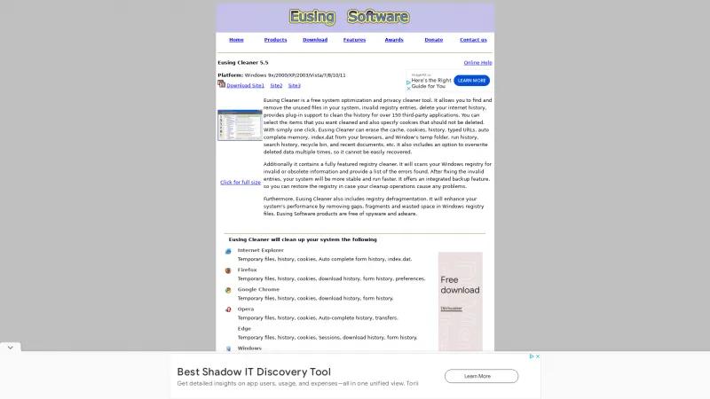 Homepage of Eusing Cleaner