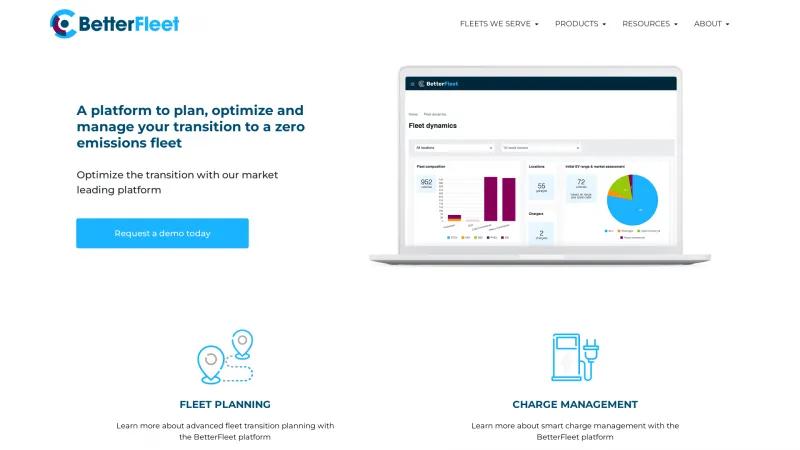 Homepage of BetterFleet