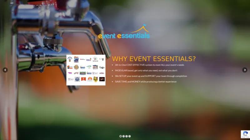 Homepage of Event Essentials