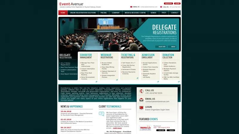 Homepage of EventAvenue