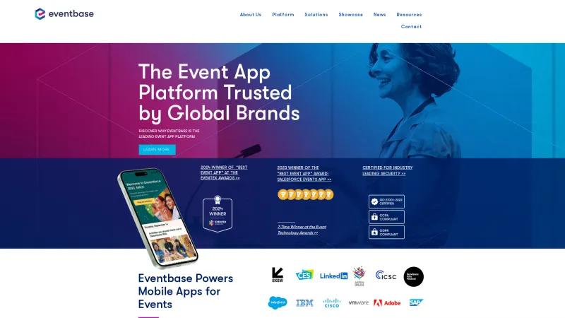 Homepage of Eventbase