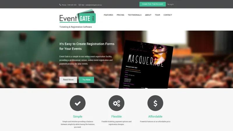 Homepage of Event Gate