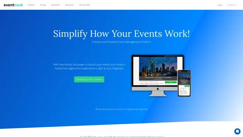 Homepage of EventNook