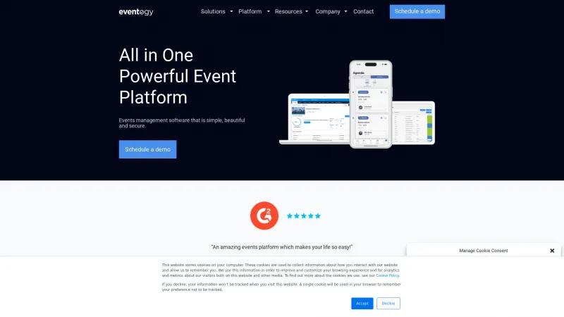 Homepage of Eventogy