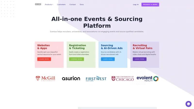 Homepage of Eventus