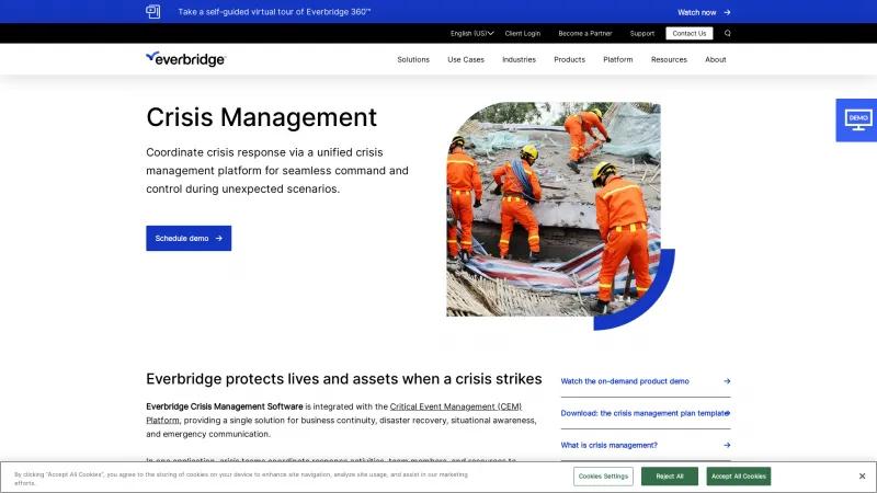 Homepage of Everbridge Crisis Management