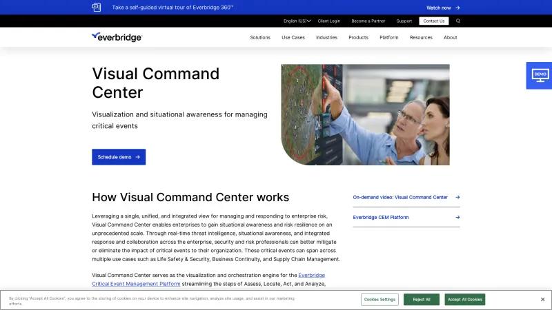 Homepage of Everbridge Visual Command Center