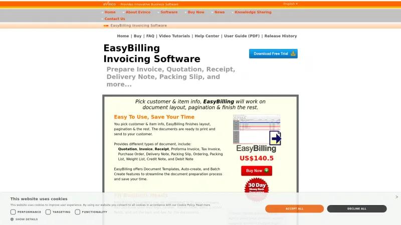 Homepage of EasyBilling