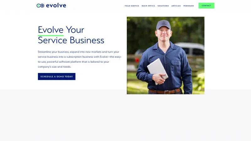 Homepage of Evolve