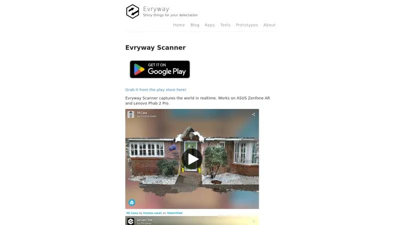 Homepage of Evryway Scanner