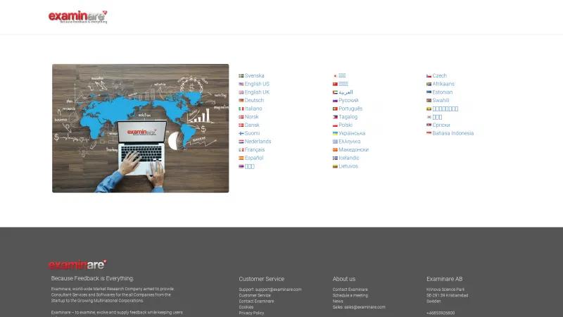 Homepage of Examinare Survey Tool