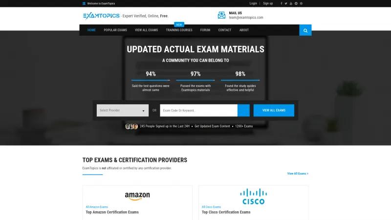 Homepage of ExamTopics