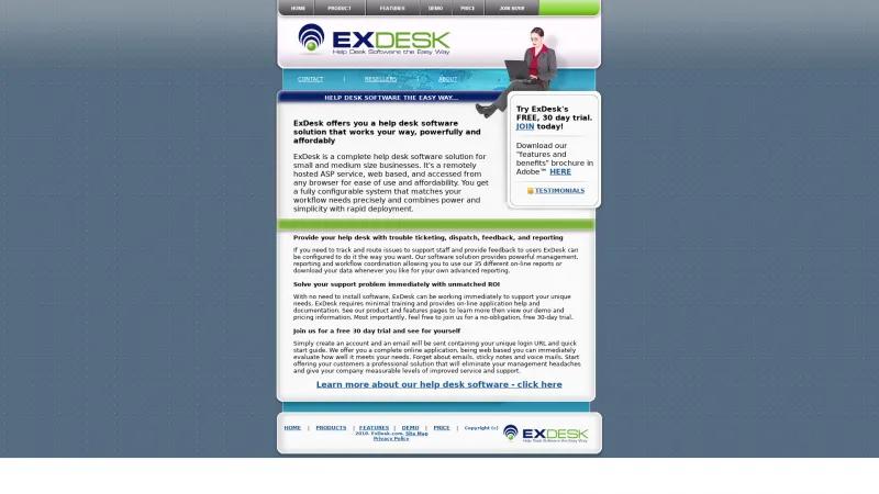 Homepage of ExDesk