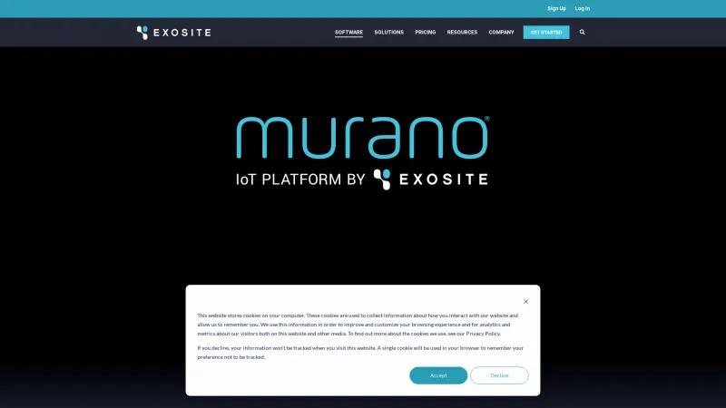 Homepage of Exosite Murano