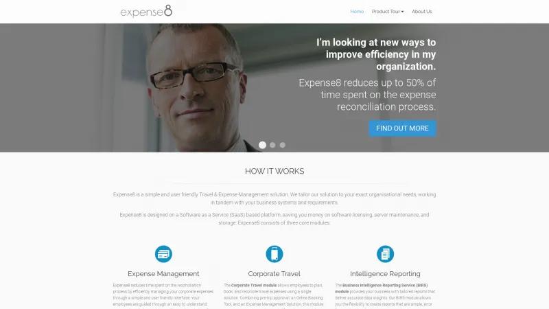 Homepage of Expense8