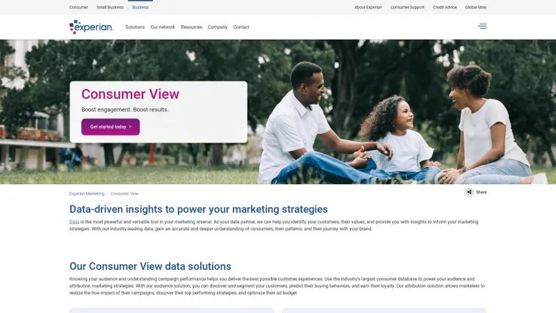 Homepage of Consumer View