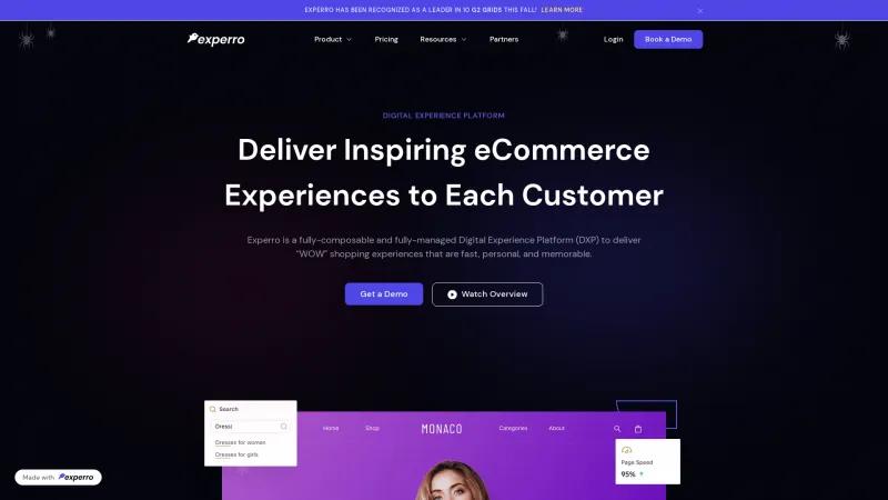 Homepage of Experro