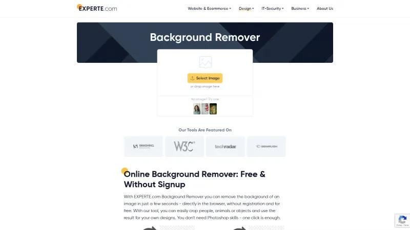 Homepage of EXPERTE.com Background Remover